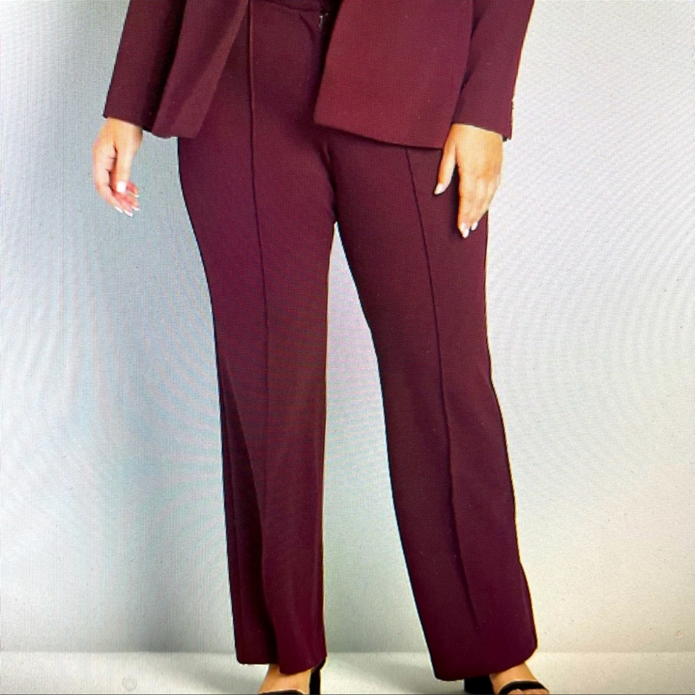 Lane Bryant the perfect drape maroon wide leg trousers
